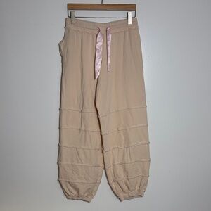Urban Outfitters Out From Under Beige Joggers with Pink Ribbon Medium
